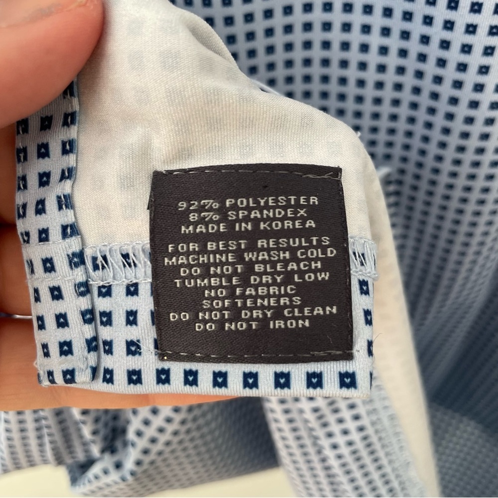 Turtleson Men's Blue Mini Check Moisture Wicking Golf Polo XXL - Picture 6 of 7